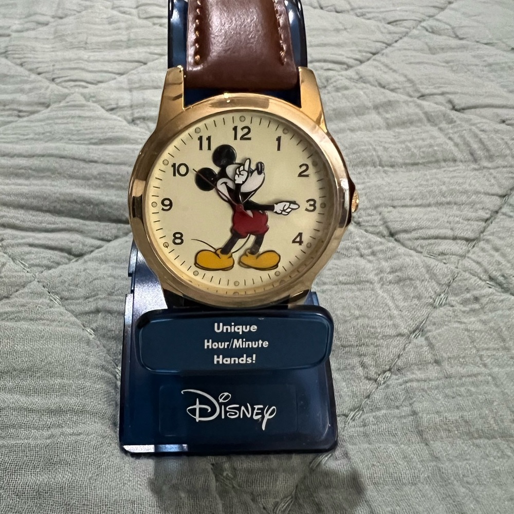 Disney Gold Mickey Mouse Watch with Brown Strap